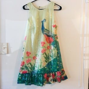 Leifsdottir Sequin Shift Dress Peacock Cocktail